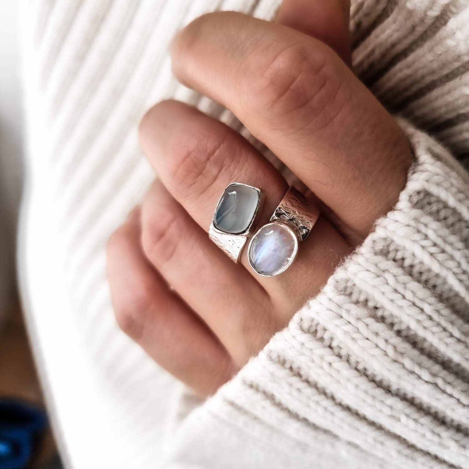 Moonstone ring, chalcedony ring, Sterling silver rings, Handmade bohemian rings, Customisable adjustable rings, Boho chic style, Natural gemstone rings, Rustic boho rings, Bold statement rings, Handcrafted artisan jewellery, One-of-a-kind handmade rings, Eclectic rings, Semi-precious gemstones, Ethnic-inspired jewellery, Tribal boho rings, Festival-ready jewellery, Mindful and holistic jewellery, dorsya jewellery