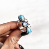 gemstone ring, boho ring, silver ring, adjustable ring, silver gemstone ring, moonstone ring, Larimar ring, handcrafted ring, silver jewellery, ring - dorsya
