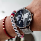 silver watch, ladies watch, woman watch, world map watch, minimalist watch, designer watch - dorsya